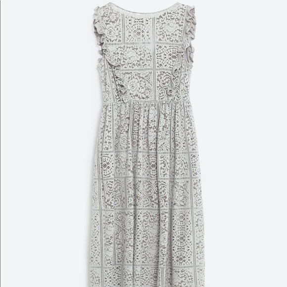 SOLD!! NWOT Zara Gray Lace Frilled Midi Dress - Picture 5 of 5